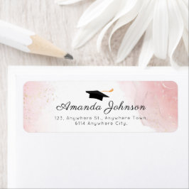 シンプルピンクブラック卒業キャップ ラベル