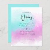 シンプルピンクブルーフェードブルーモダンバジェット結婚ズ (正面/裏面)