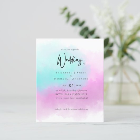 シンプルピンクブルーフェードブルーモダンバジェット結婚ズ (スタンド正面)