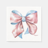 シンプルピンクブルーボウジェンダーリビール スタンダードカクテルナプキン (正面)
