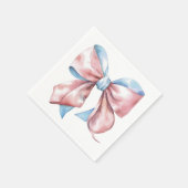 シンプルピンクブルーボウジェンダーリビール スタンダードカクテルナプキン (角)