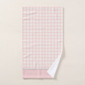 シンプルピンクプレイド名前をカスタムするファームハウス バスタオルセット (ハンドタオル)