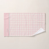 シンプルピンクプレイド名前をカスタムするファームハウス バスタオルセット (ハンドタオル)