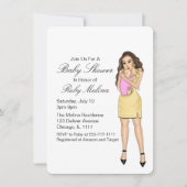 シンプルピンクベビーガールシャワー招待状 招待状 (正面)