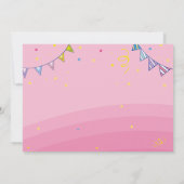 シンプルピンクベビーガールファースト誕生日写真 招待状 (裏面)