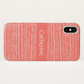 シンプルピンクホワイトストライプボホアドネーム Case-Mate iPhoneケース (裏面(横))