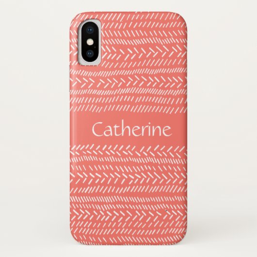シンプルピンクホワイトストライプボホアドネーム Case-Mate iPhoneケース (裏面)