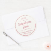 シンプルピンクホワイトホームメイドジャムラウンドラベル ラウンドシール (封筒)