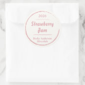 シンプルピンクホワイトホームメイドジャムラウンドラベル ラウンドシール (バッグ)