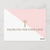 シンプルピンクホワイト金ゴールドモダンバプテスマ招待状 ポストカード (裏面)