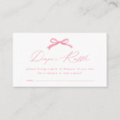 シンプルピンクボウおむつラッフルベビーシャワー エンクロージャーカード (正面)