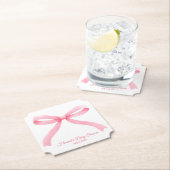 シンプルピンクボウガーリーベビーシャワー ペーパーコースター (インサイチュ)