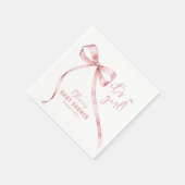 シンプルピンクボウガールベビーシャワー スタンダードカクテルナプキン (角)