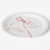 シンプルピンクボウガールベビーシャワー ペーパープレート (アングル)