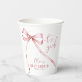 シンプルピンクボウガールベビーシャワー 紙コップ (正面)