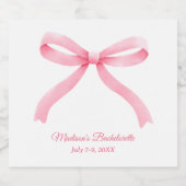 シンプルピンクボウバチェロレッテガーリーデコール スパークリングワインラベル (シングルラベル)