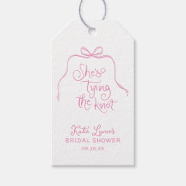 シンプルピンクボウブライダルシャワー ギフトタグ