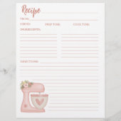 シンプルピンクミキサーフローラケーキベーカリーレシピカード チラシ (裏面)
