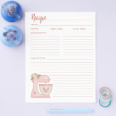 シンプルピンクミキサーフローラケーキベーカリーレシピカード チラシ (シングル)