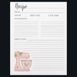 シンプルピンクミキサーフローラケーキベーカリーレシピカード チラシ<br><div class="desc">スタンドミキサーレシピバインダーでコーディネートする可愛いキッチンスタンドミキサーレシピページ。Blackberry Boulevardによって設計。</div>