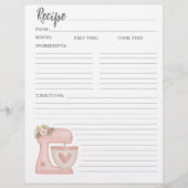 シンプルピンクミキサーフローラケーキベーカリーレシピカード チラシ (正面)
