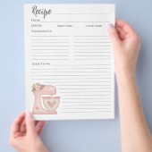 シンプルピンクミキサーフローラケーキベーカリーレシピカード チラシ (手)