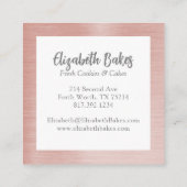 シンプルピンクミキサーフローラケーキベーカリー名刺 スクエア名刺 (裏面)