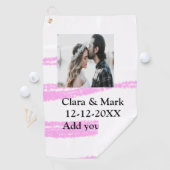 シンプルピンクミニマルグリッターyeaのテキスト名を追加 ゴルフタオル (インサイチュ)