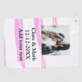 シンプルピンクミニマルグリッターyeaのテキスト名を追加 ゴルフタオル (横)