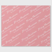 シンプルピンクメリークリスマスファミリー名 ラッピングペーパー (フラット)