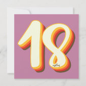 シンプルピンクモダンレトログルーヴィ18誕生日 招待状 (正面)