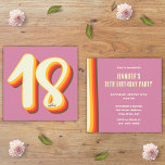 シンプルピンクモダンレトログルーヴィ18誕生日 招待状<br><div class="desc">あなたはもしレトロなグルーヴ素晴らしィーのバースデーパーティーの招待を探して、私たちのレトロを見てシンプルピンクグルーヴィ18番目の誕生日招待状このデザインは、夕日の色インスパイアでグラデーションを持つタイポグラフィを特徴とする。1970素晴らし年代の誕生日パインスパイアーティアイディア!</div>