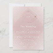 シンプルピンクモダン幾何学金ゴールド結婚の 招待状 (正面)