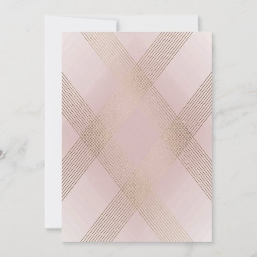シンプルピンクモダン幾何学金ゴールド結婚の 招待状 (裏面)