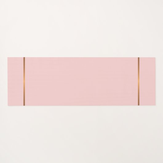 シンプルピンクモダン金ゴールドシックモノグラムのストライプ ヨガマット (裏面(横))