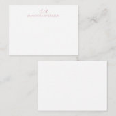 シンプルピンクモノグラムフラットノートカード ノートカード (正面/裏面)