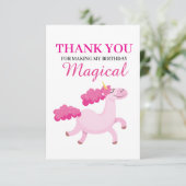 シンプルピンクユニコーンガールズ誕生日 サンキューカード (スタンド正面)