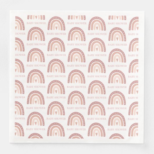 シンプルピンクレインボーパターン赤ちゃんシャワーディナー (正面)