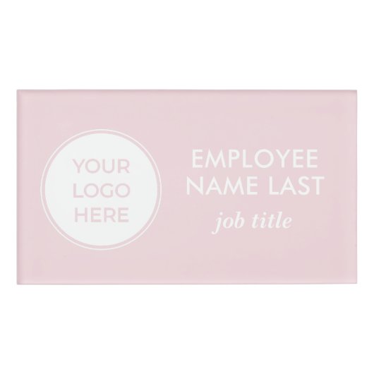 シンプルピンクロゴ従業員名タグ 名札 (正面)