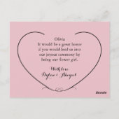 シンプルピンクローズフラワーガールリクエストカード ポストカード (裏面)