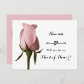 シンプルピンクローズメイド・オブ・オーナー(花嫁付き添い人)リクエストカード ポストカード (正面/裏面)