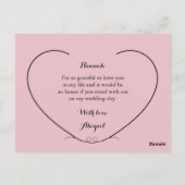 シンプルピンクローズメイド・オブ・オーナー(花嫁付き添い人)リクエストカード ポストカード (裏面)