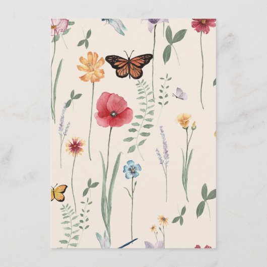 シンプルピンクワイルドフラワーお洒落ウェディング エンクロージャーカード (裏面)