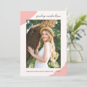 シンプルピンク写真卒業パーティー 招待状 (スタンド正面)