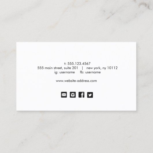 シンプルピンク手書きスクリプトソーシャルメディアのアイコン 名刺 (裏面)