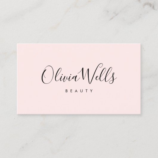 シンプルピンク手書きスクリプトソーシャルメディアのアイコン 名刺 (正面)