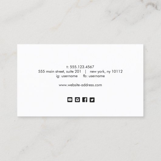 シンプルピンク手書きソーシャルメディアのアイコン 名刺 (裏面)