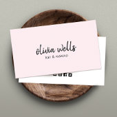 シンプルピンク手書きソーシャルメディアのアイコン 名刺