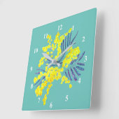 シンプルピンク日本の刺激を受けた抽象芸術 スクエア壁時計 (傾斜)