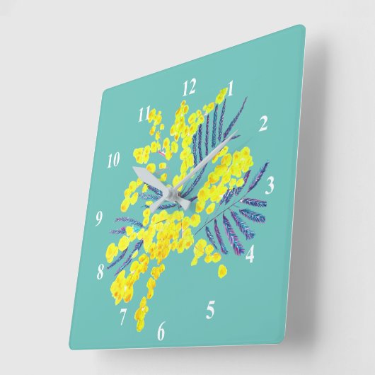 シンプルピンク日本の刺激を受けた抽象芸術 スクエア壁時計 (傾斜)